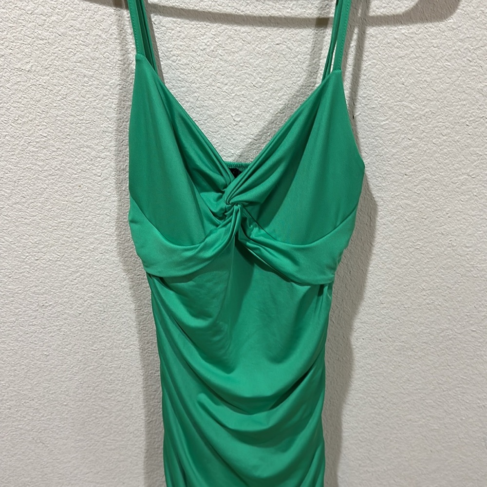 Green Ruched Dress - Picture 2 of 5